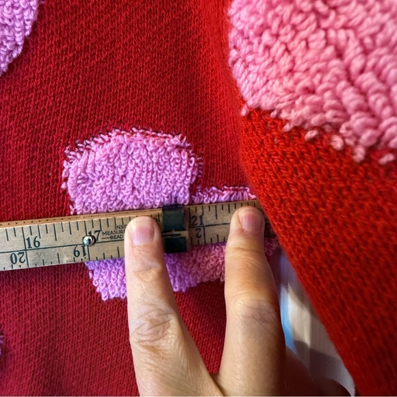 32 Degrees Heart Pattern Cardigan in Red and Pink - Picture 9 of 9